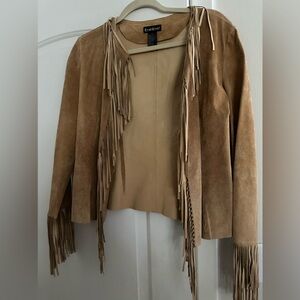 Bebe Real Suede Fringe Jacket